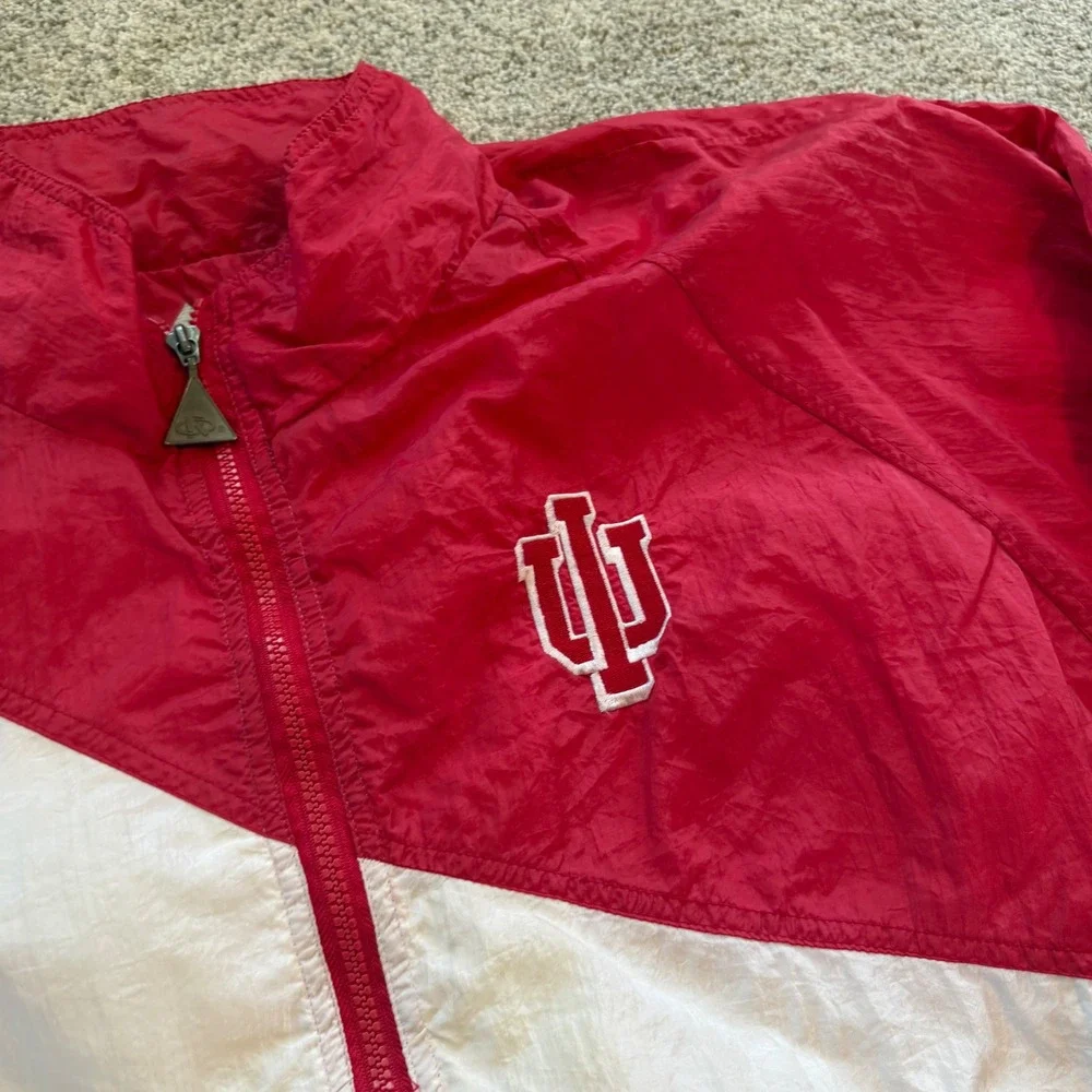 Vintage Red Oak Indiana University IU Hoosiers Windbreaker Jacket Red White XL